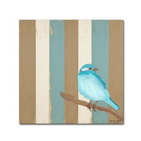 Marcă comercială Fine Art 'Teal Bird With Stripes' Canvas Art de Tammy Kushnir