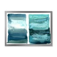 Designart 'Abstract Blue Ocean Aquatic Impression II' imprimare modernă de artă încadrată