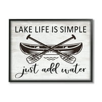 Stupell Industries Lake Life canoe minereuri Rustic Cabin tipografie artă grafică Black Framed Art Print Wall Art, Design de Litere