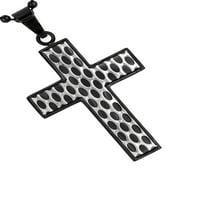 Bijuterii De Coastă Din Oțel Inoxidabil Placat Cu Negru Grafic Cruce Pandantiv