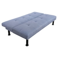 Canapea extensibilă Convertibilă Futon din in Aukfa pentru birou la domiciliu, spate cu smocuri, gri albastru