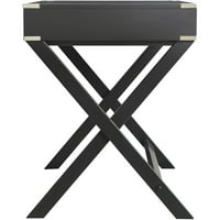 Birou de campanie Weston Home Wood X-Base cu sertare, Vulcan Black