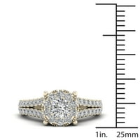 3 4CT TDW diamant 10k Aur Galben Halo inel de logodna