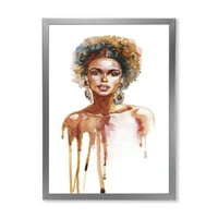 Designart 'portretul femeii Afro-americane XIII' imprimare modernă de artă încadrată