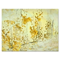 Designart 'Abstract Yellow Flower Grunge Art' Modern Canvas Wall Art Print