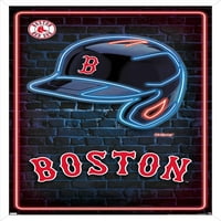 Poster De Perete Boston Red So - Neon Helmet, 22.375 34 Încadrat