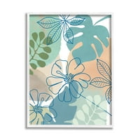 Stupell Industries Hibiscus Tropical și Monstera florale forme abstracte, 14, Design de Flora Kouta