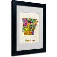 Marcă comercială Fine Art Arkansas Map Matted Framed Art de Michael Tompsett, cadru negru