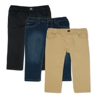 Garanimals Baby and Toddler Boy Slim Fit Denim Jeans și pantaloni Twill Multipack, 3-Pack, dimensiuni 12M-5T