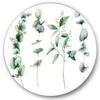 Designart 'Verde eucalipt ramuri de plante I' tradiționale cerc de metal de perete Art-Disc de 23