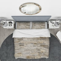 Designart 'perete de piatră cu cărămizi Bej' set Modern și contemporan de plapumă