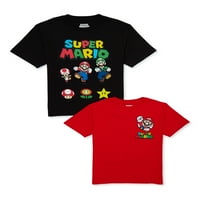 Super Mario Boys Mario și prieteni Tricouri grafice, pachet 2, dimensiuni 4-18