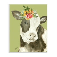 Drăguț Holstein Vaca Infloreste Vara Florale Ferma Animale Înrămate Pictura Arta Print
