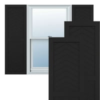 Ekena Millwork 18 W 80 H true Fit PVC cu două panouri Chevron stil Modern obloane cu montare fixă, Negru