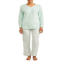 Setul de pijamale de pluș Micro Fleece pentru femei din colțul confortabil, 2 piese