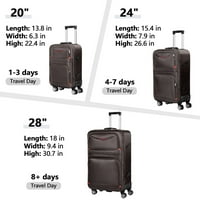 Hikolayae Jingpin Collection Softside Spinner Seturi de bagaje în spațiu maro, - TSA Lock