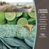 Lumânare Cu Clepsidră Medie WoodWick, Sagewood & Seagrass, 9. oz