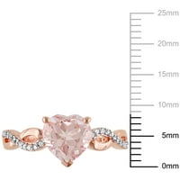 Miabella femei 1 Carat T. G. W. inima-Cut Morganite & Carat T. W. diamant 10kt Rose aur Solitaire inel