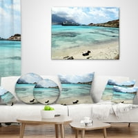 Designart Blue Creta Island în Grecia-Seascape arunca perna-18x18