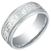 Bărbați Greacă cheie Design cu finisaj periat confort Fit inel din argint