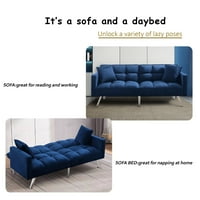 Canapea extensibilă modernă cu smocuri largi, canapea Convertibilă tapițată din catifea pentru sufragerie
