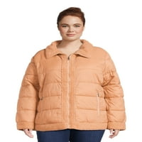 Jachetă Puffer Fau Sherpa pentru femei Alyned Together, Dimensiuni S-3X