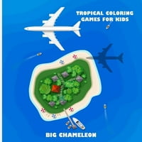 Jocuri de colorat tropicale pentru copii: aventură exotică de Big Chameleon - Un joc distractiv de cărți de lucru pentru copii