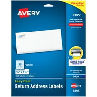 Avery 5 Heavy Duty vedere liant cu inel EZD, bleumarin și Avery Easy Peel Alb Return Addess etichete pentru Imprimante cu jet
