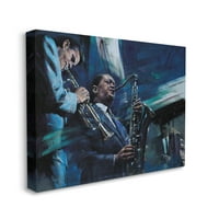 Stupell Industries Abstract muzicieni instrumentali Blues Jazz artă tradițională pe pânză de perete de Jin G. Kam