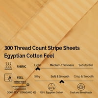 Superior 4 Piese 300-Thread Count Modern Sage Egiptean Bumbac Set Foaie, Buzunar Complet Adânc
