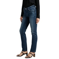 Silver Jeans Co. Blugi pentru femei Elyse Mid Rise Straight Leg, dimensiuni talie 24-36
