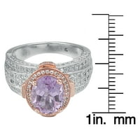 Argint Sterling În Două Tonuri 4. cttw inel de ametist violet-roz