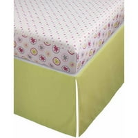 Stork Craft Pattern Play Crib Sheets and Skirt Collection-cearșafuri: cearșafuri Gri roz, fustă: fustă verde pentru pătuț