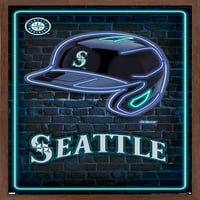 Seattle Mariners-Poster De Perete Cu Cască Neon, 22.375 34 Încadrat