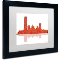 Marcă comercială Fine Art Oklahoma City Oklahoma Skyline Canvas Art de Marlene Watson alb Mat, cadru negru
