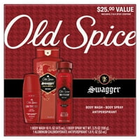 Pachet cadou de vacanță Old Spice Swagger, include Antiperspirant, spălare corporală și Spray corporal