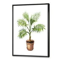 Designart 'Plantă De Palmier În Ghiveci De Lut' Imprimeu Tradițional De Artă De Perete Din Pânză Încadrată