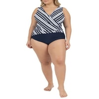 Kensie femei Plus Stripe Wrap un costum de baie cu suport mediu