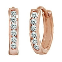 Rose Gold Flash argint canal-set CZ rotund Huggie Hoop cercei