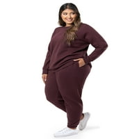 Set de hanorace și pantaloni de trening Terra & Sky pentru femei Plus Size din bumbac, Set de 2 piese, dimensiuni 0X-4X