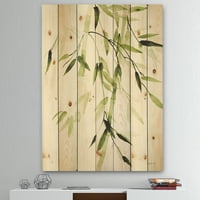 Designart 'Simplist Bamboo Leaves II' Imprimeu casa lacului pe lemn Natural de pin