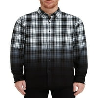 Studio Men 's & Big Men' s Raw Hem Dip Dye cămașă din flanelă în carouri, dimensiuni XS-3XL, Cămăși pentru bărbați