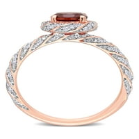 Carat T. G. W. Granat și Carat T. W. diamant 14kt Aur Roz Vintage inel de logodna