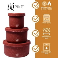 Silipint: boluri cu capac din silicon: Set de 3: roșu pătat-10 și 30 oz - flexibil, incasabil, depozitare ușoară, antiderapant