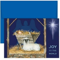 Seturi de cărți de Crăciun din hârtie, Joy To the World Bleumarin, pachet de 18