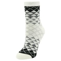 Airplus Dual Layer Holiday Crew Sock Diamond Ombre Model alb negru, mediu pentru femei, se potrivește mărimii 5-10, pereche