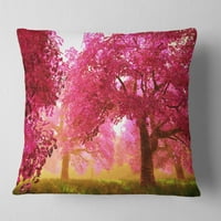Designart misterios Flori de cires rosu-peisaj imprimate arunca perna-16x16