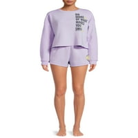 Set de pulovere și pantaloni scurți Grayson Social pentru femei și femei Plus Size Graphic Sleep, 2 piese