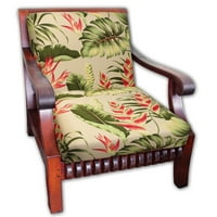 Hawaiian Koa Cushion seat Cover Pair Set în design de flori Heliconia, țesătură durabilă din pânză