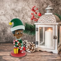 Figurină Elf Băiat De Petrecere Din Hârtie Neagră, Înaltă, Rășină, Verde, Decor De Crăciun De Masă